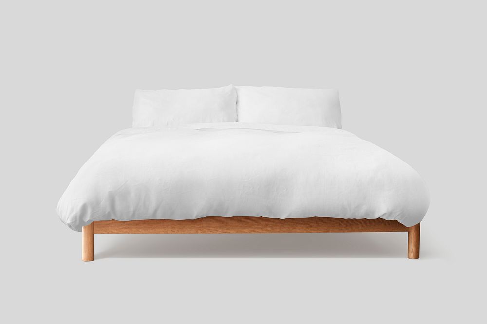 Minimal bed mockup psd with white bedding