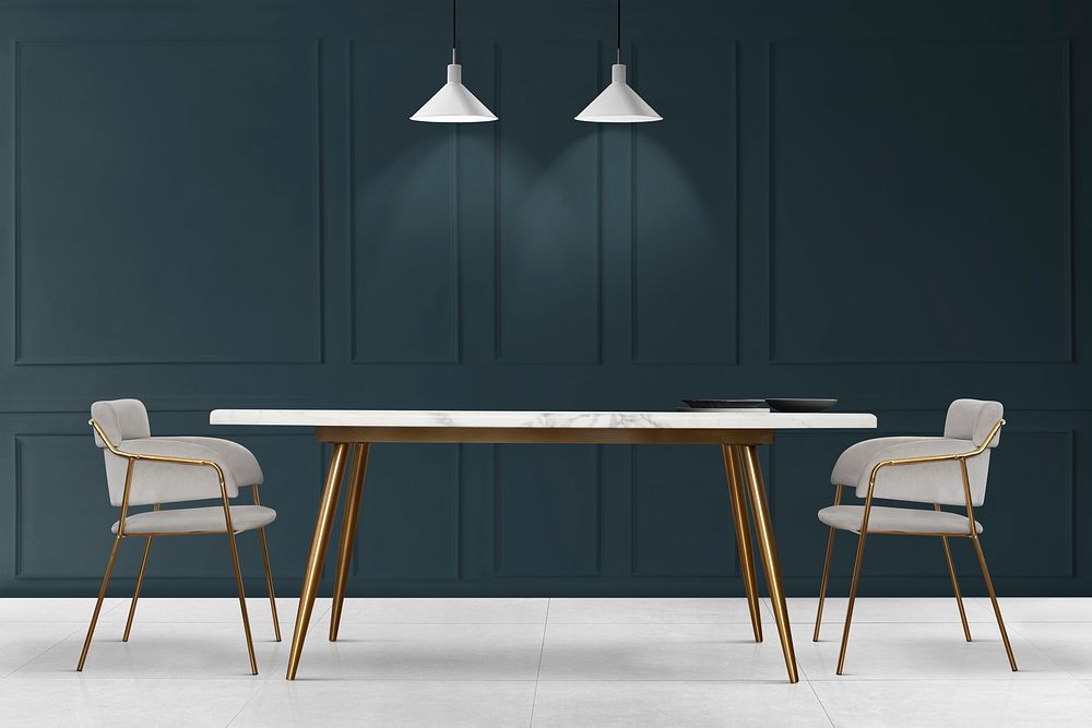 Navy blue contemporary dining room interior design
