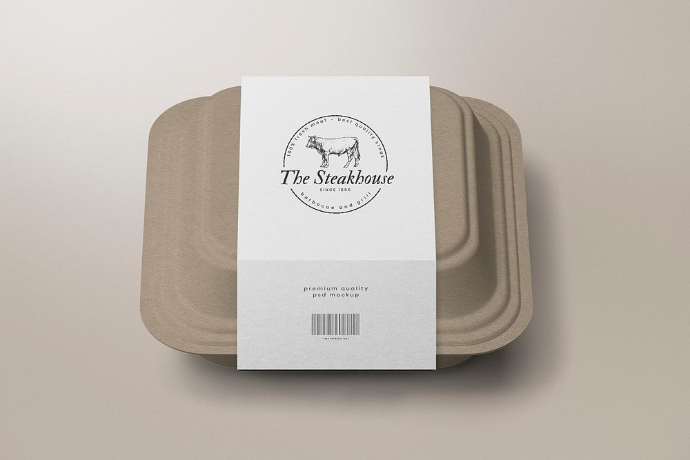 Takeout container mockup, waist band, food packaging for small business psd