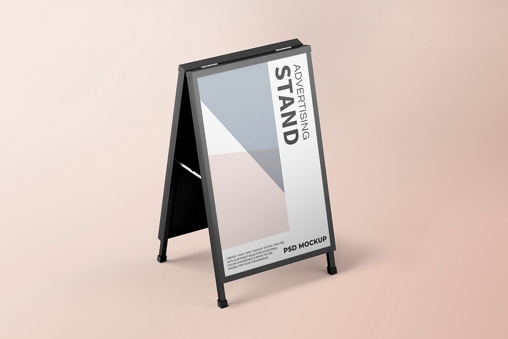 A-frame sign mockup, advertising board psd for businesses