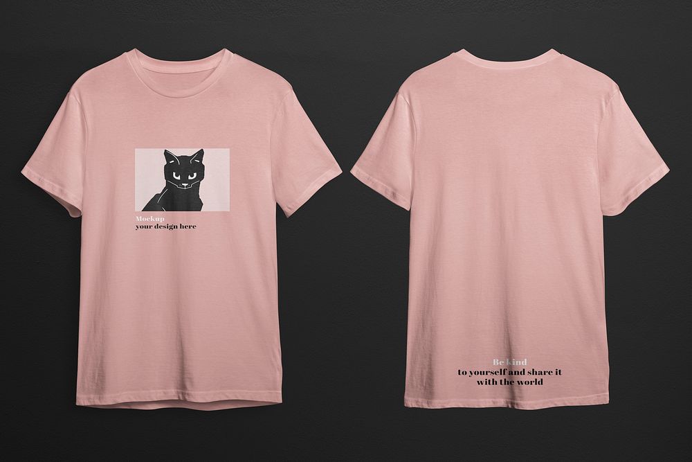 Cat print t-shirt mockup, men&rsquo;s fashion in pink psd