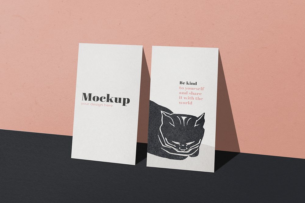 Business card mockup, cat branding design psd