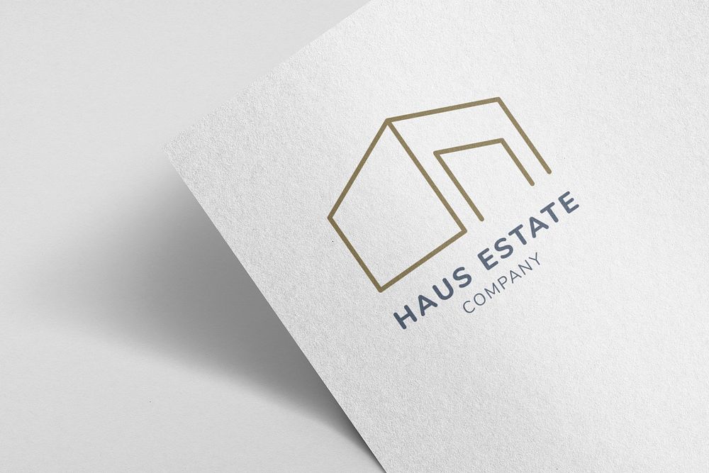 Minimal logo mockup, real estate business branding psd