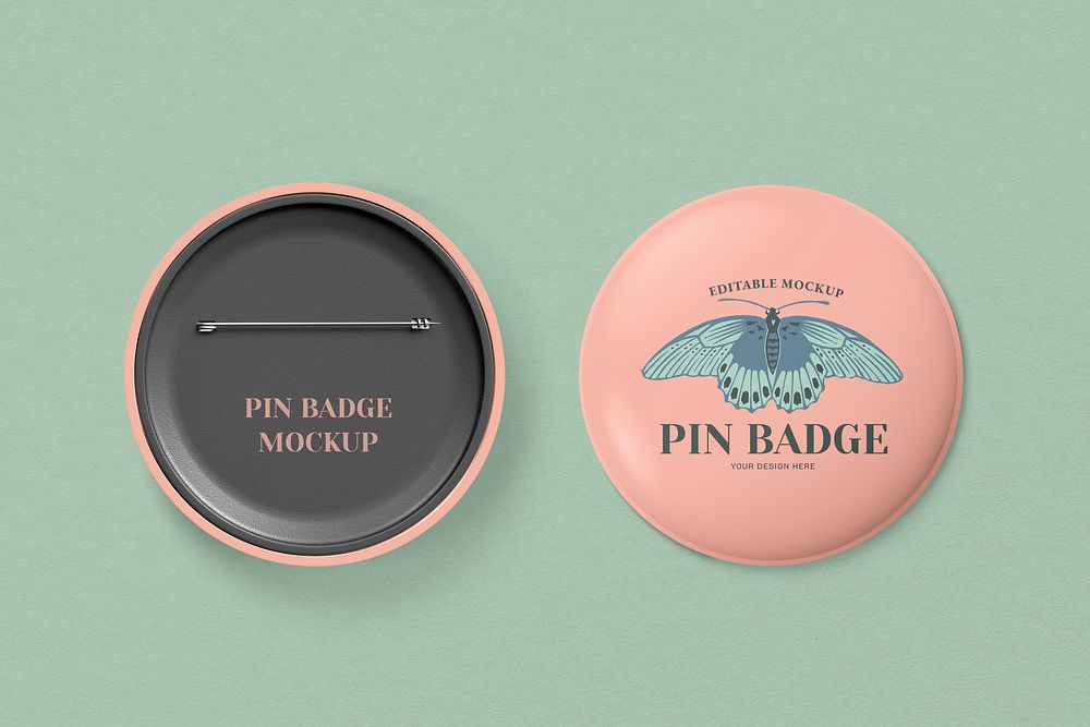 Pin badge mockup set psd, front and back