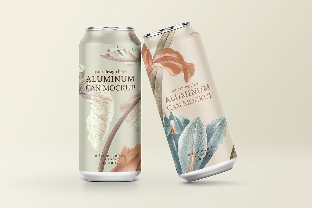 Cold brew cans mockup psd, coffee branding