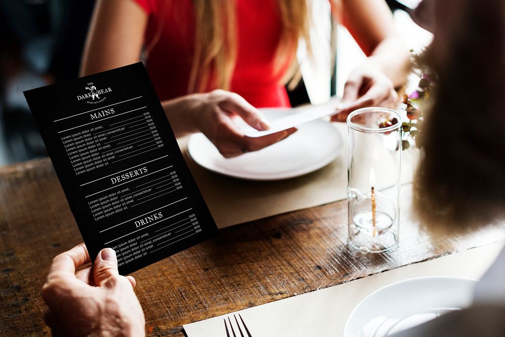 Menu card mockup, restaurant branding psd