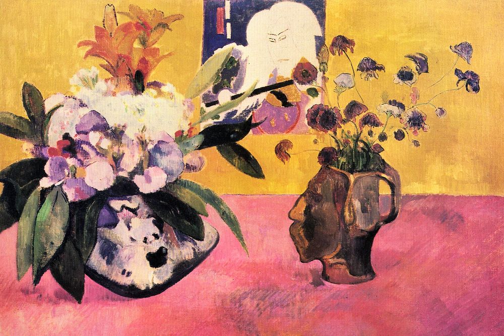 Paul Gauguin's vintage background, flower still life illustration, remixed by rawpixel