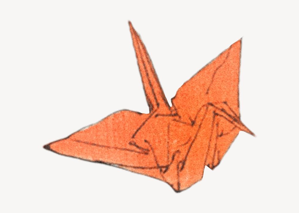 Bird origami collage element psd
