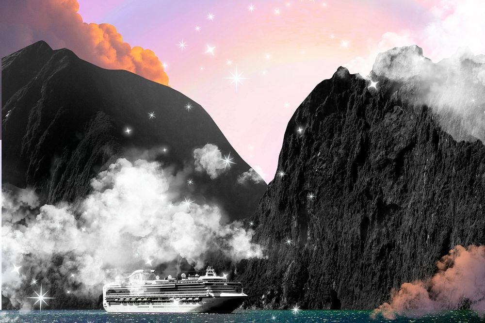 Cruise ship background, art remix.  Remixed by rawpixel.