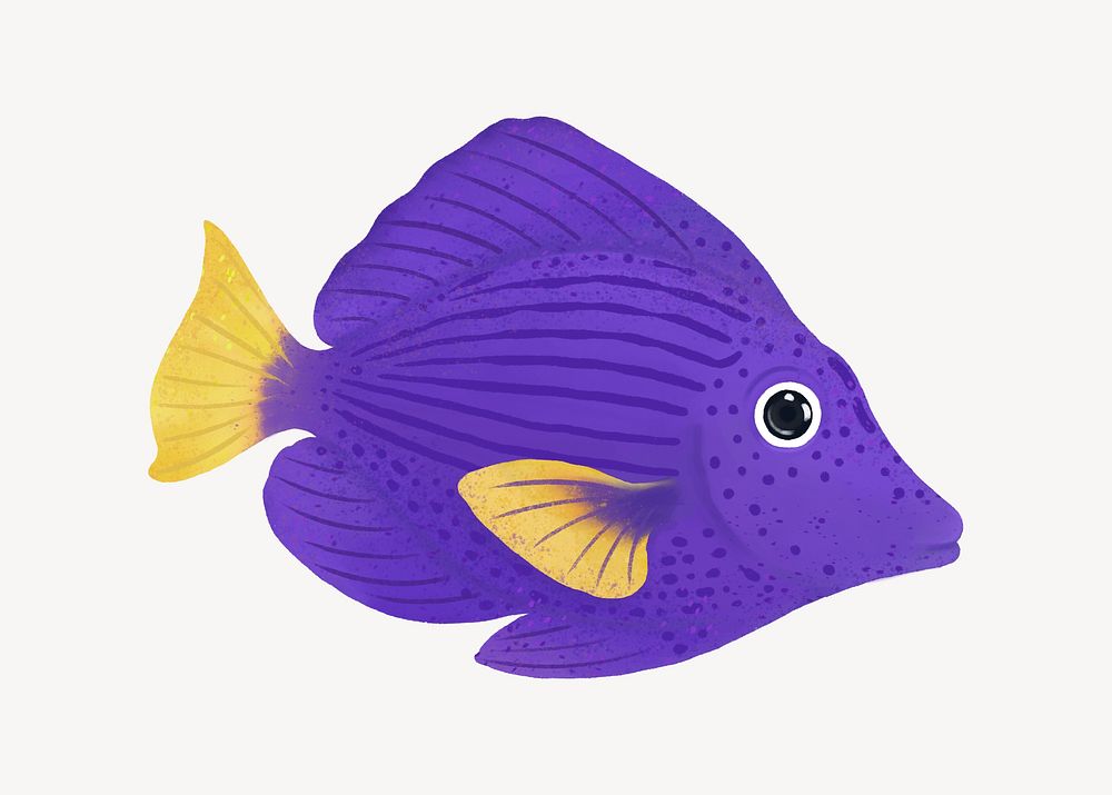 Purple fish, cute hand drawn illustration