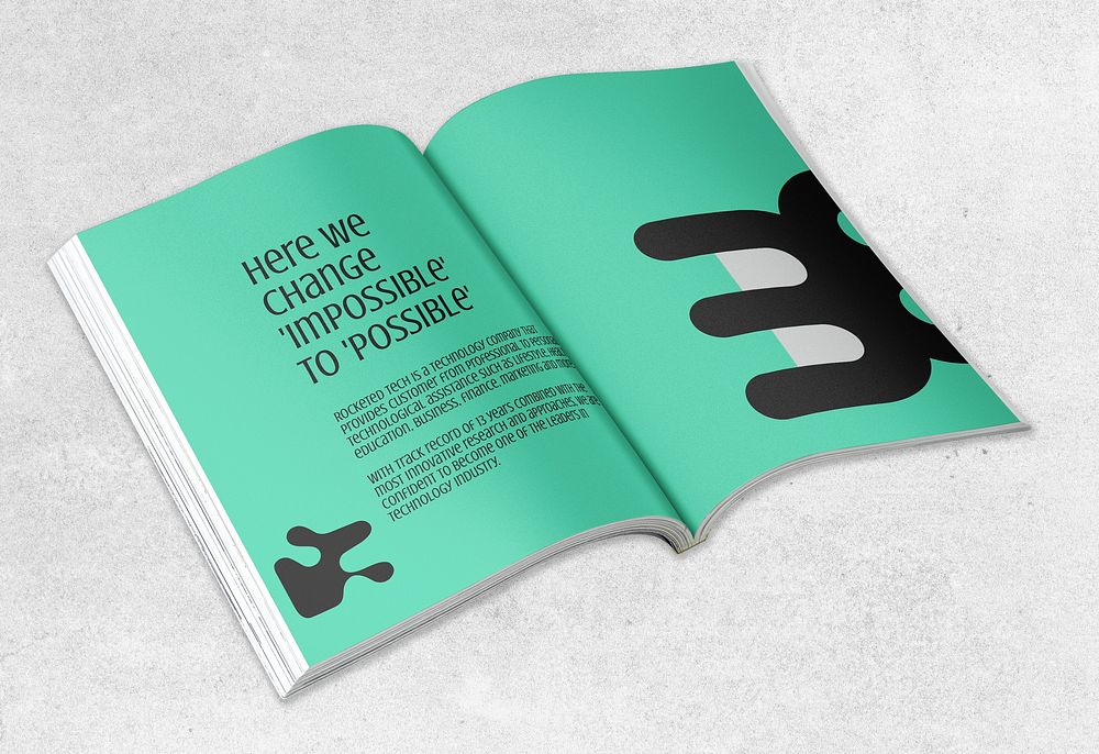 Open magazine mockup, realistic book, customizable design psd