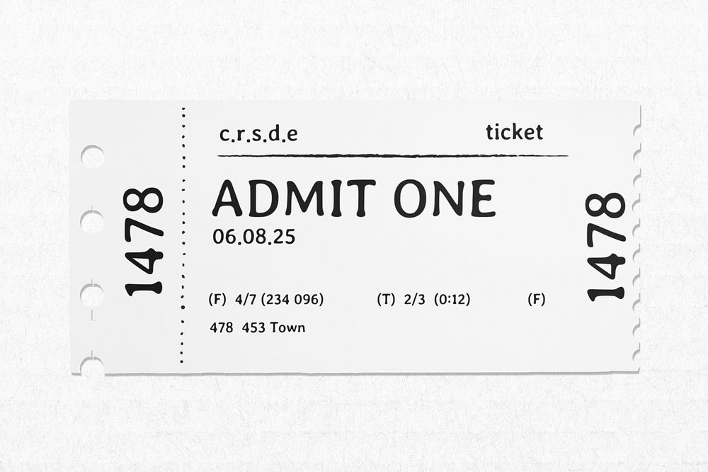 Ticket paper mockup, vintage design psd