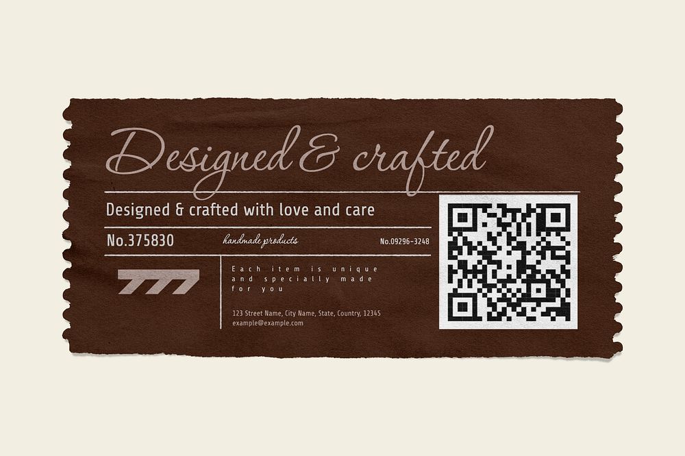 QR code ticket paper collage element