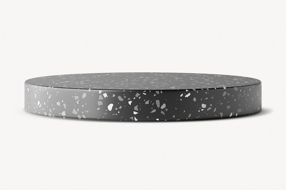 Black terrazzo podium product display, 3D rendering design