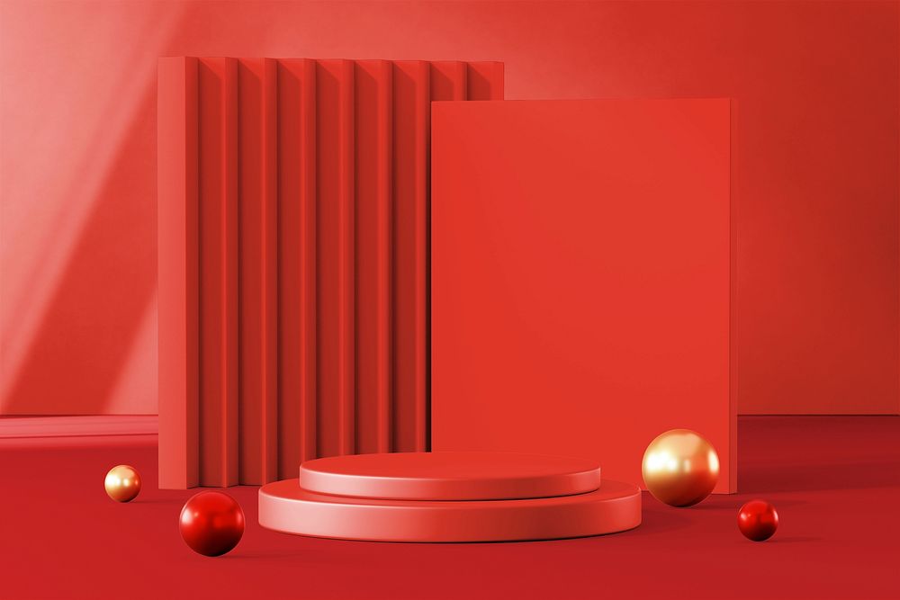 Red wall product background mockup psd