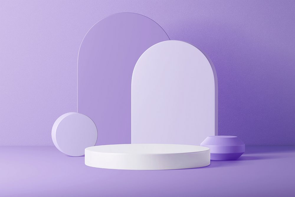 Pastel purple 3D product background mockup, arch shape design psd
