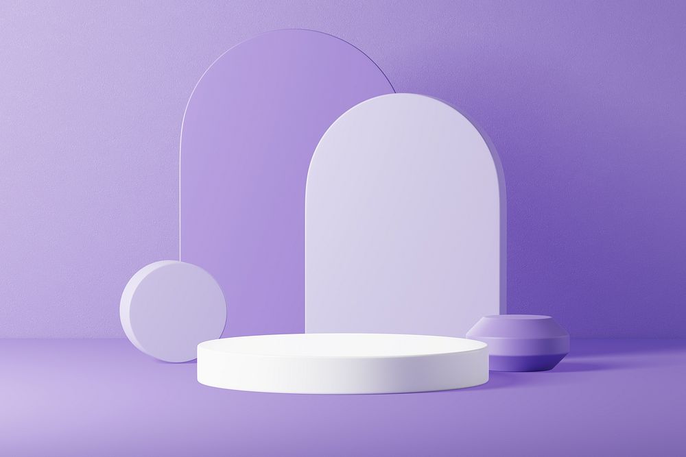 Pastel purple 3D product background, arch shape design
