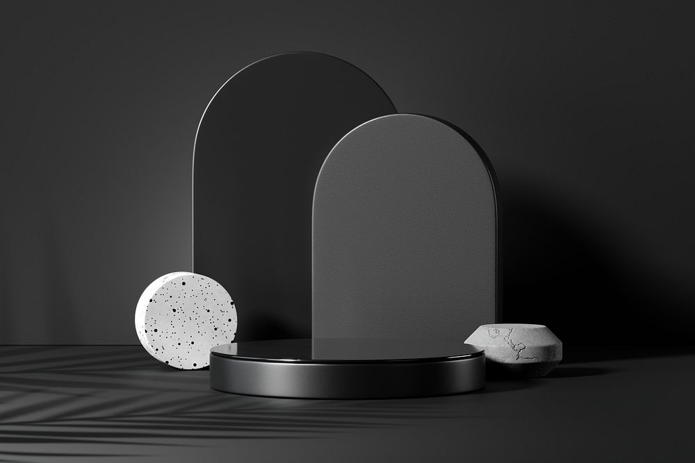 Black 3D product background, arch shape design