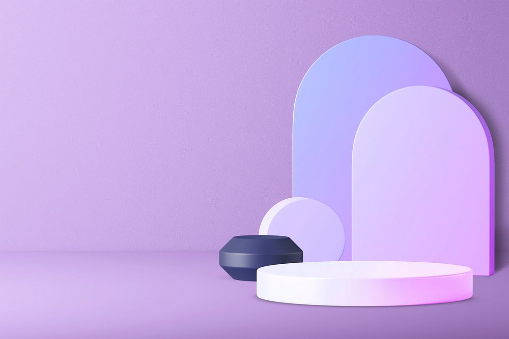 Pastel purple 3D product background, arch shape design psd
