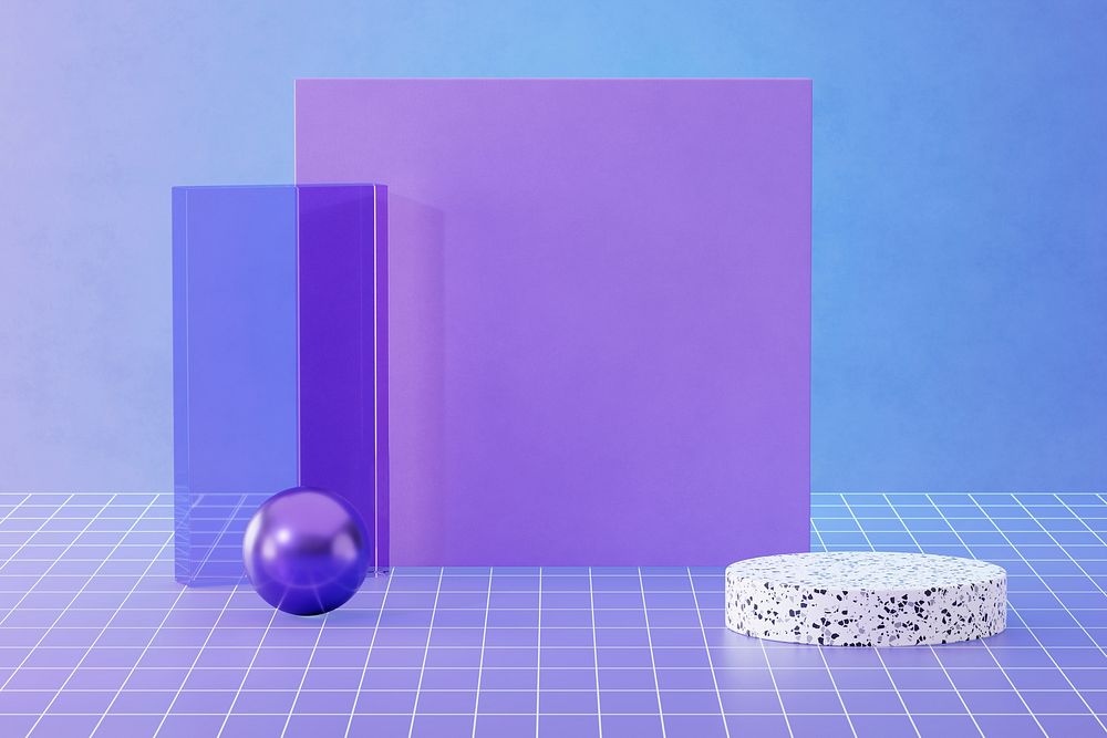 Purple modern product background mockup, 3D podium psd