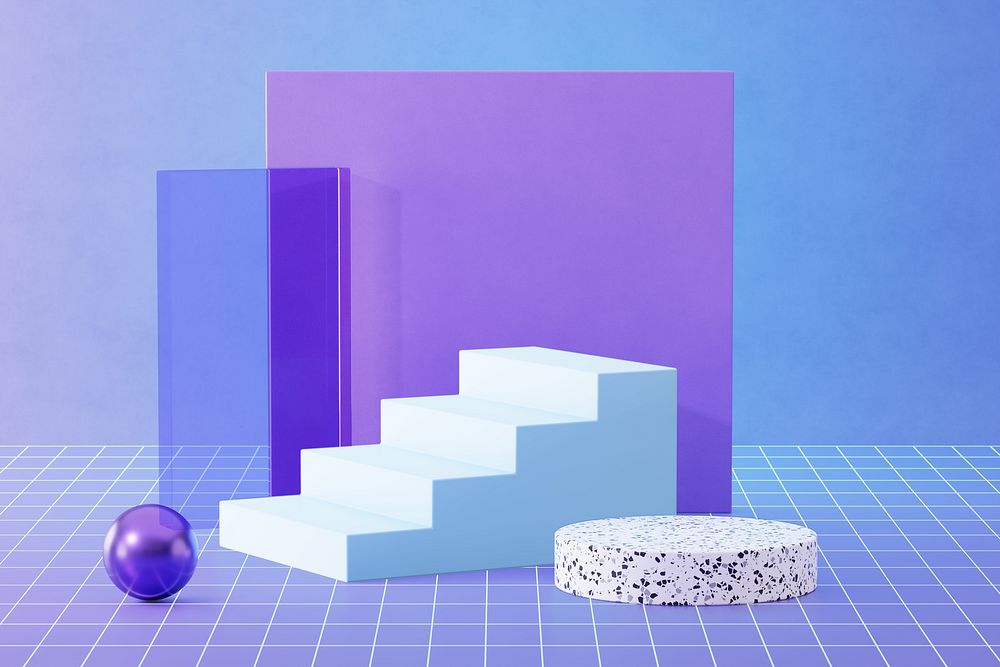 Purple modern product background, 3D podium