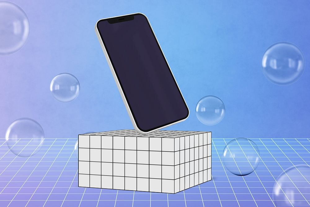 Floating smartphone screen with design space