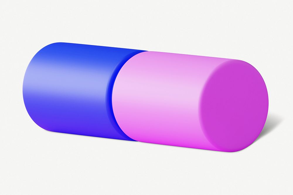 Colorful cylinder shape, 3D rendering graphic psd