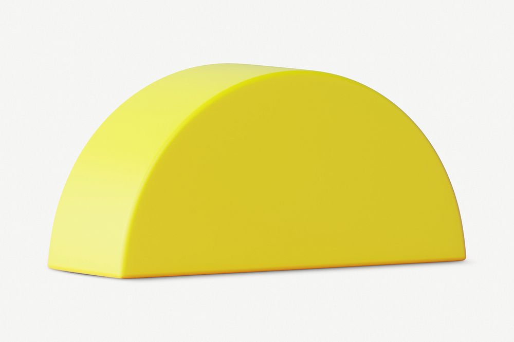 Yellow semi-circle, 3D shape collage element psd