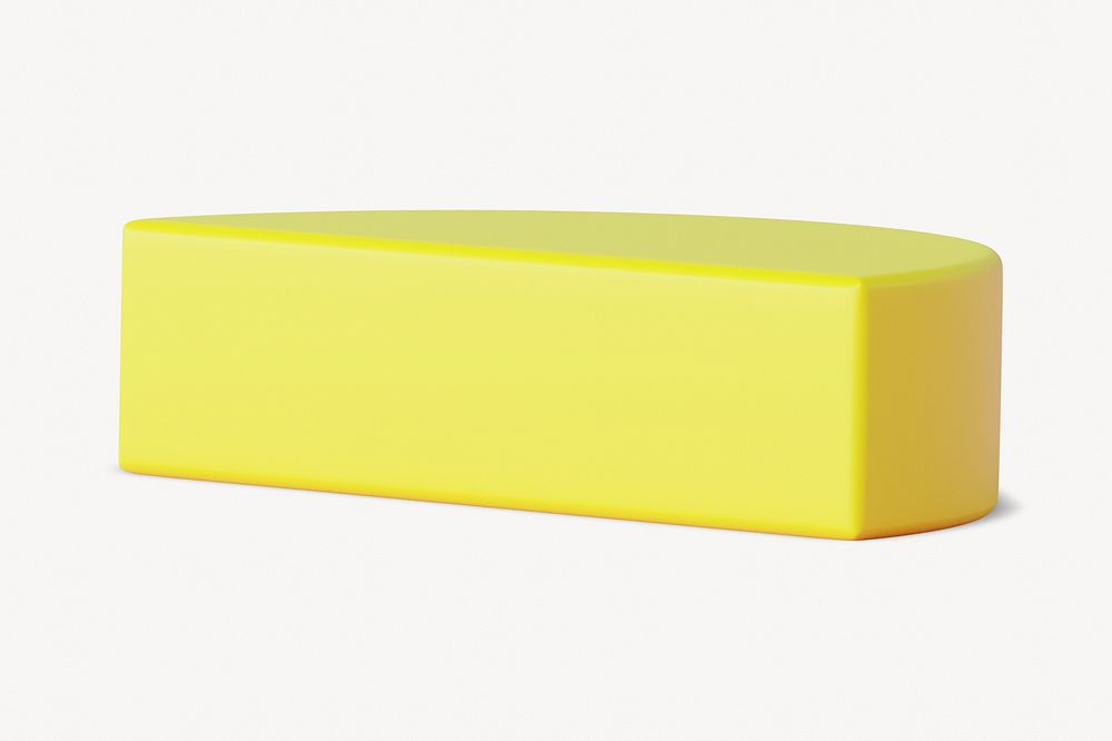 Yellow semi-circle, 3D rendering shape
