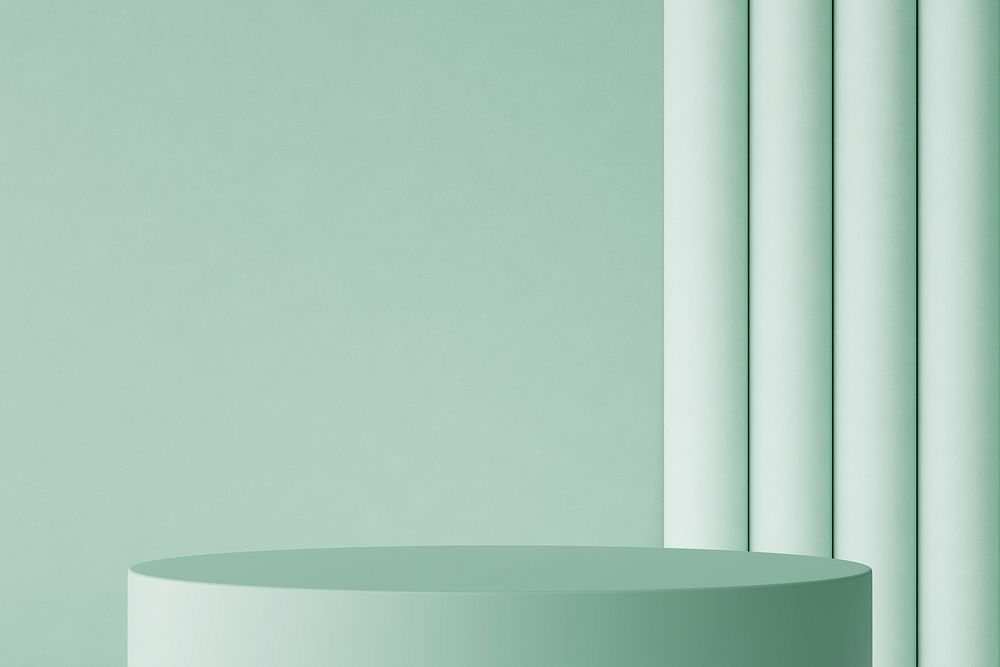 Pastel green 3D product background, round podium design