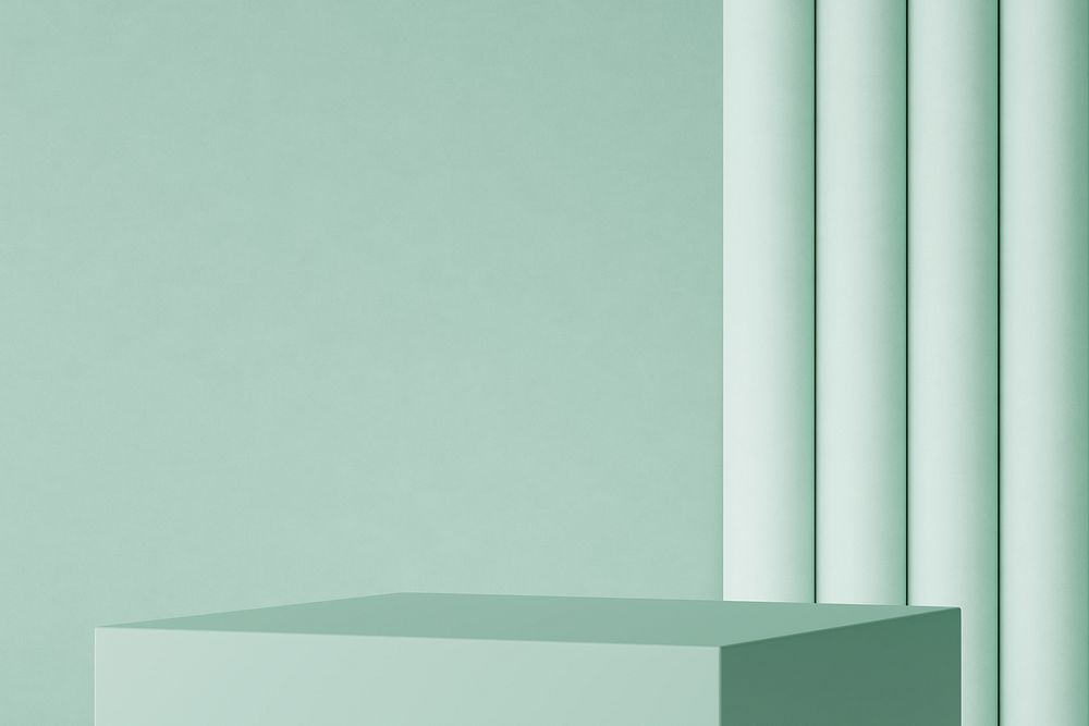 Pastel green 3D product background, square podium design