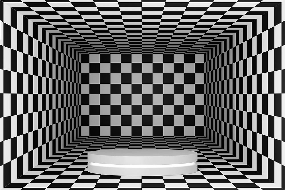 Checkered patterned product background, black and white design