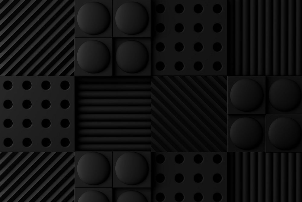 Black wall panel background, abstract pattern design