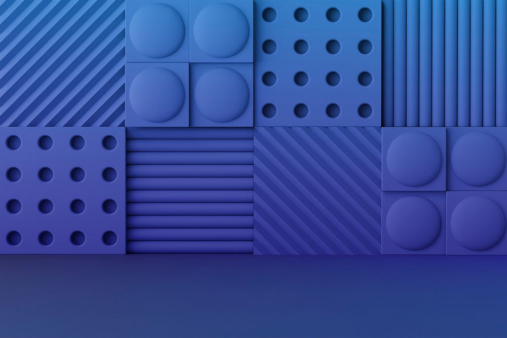 Abstract wall product backdrop mockup, 3D blue design psd
