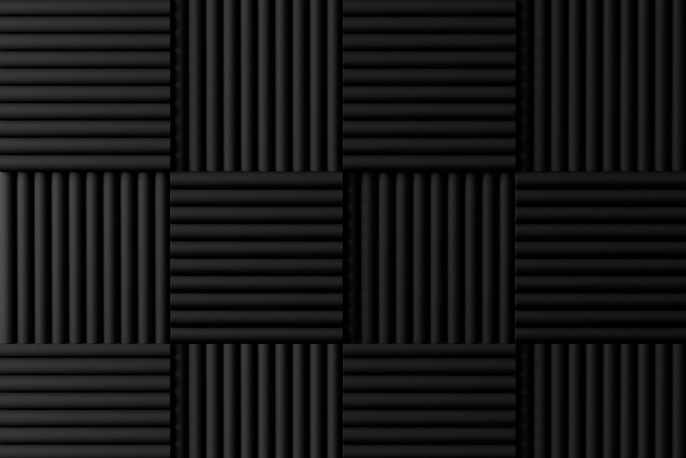 Black acoustic foam background, soundproofing wall panel