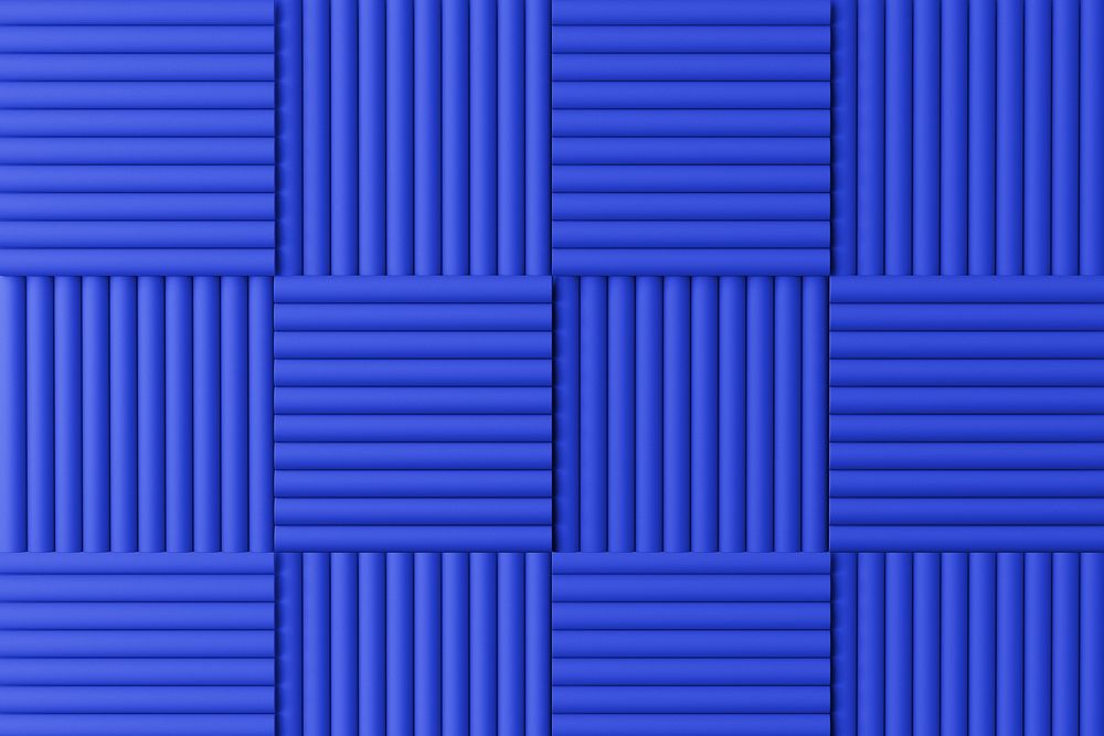 Blue acoustic foam background, soundproofing wall panel