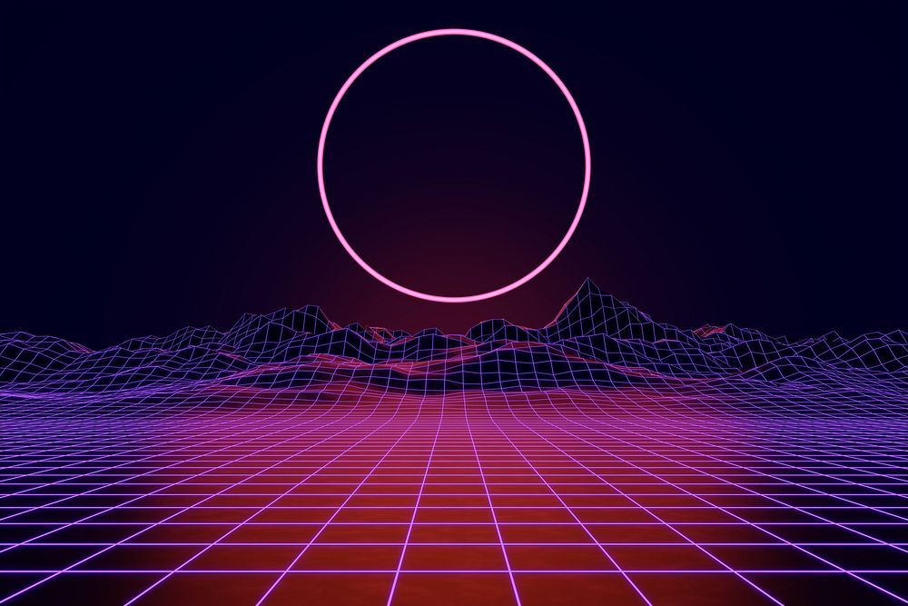 Retro futuristic vaporwave background, neon purple design