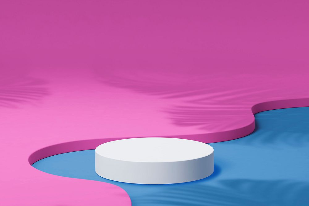 Pink beauty product background mockup, 3D water podium psd