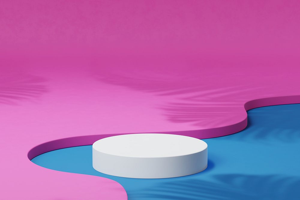Pink beauty product background, 3D water podium