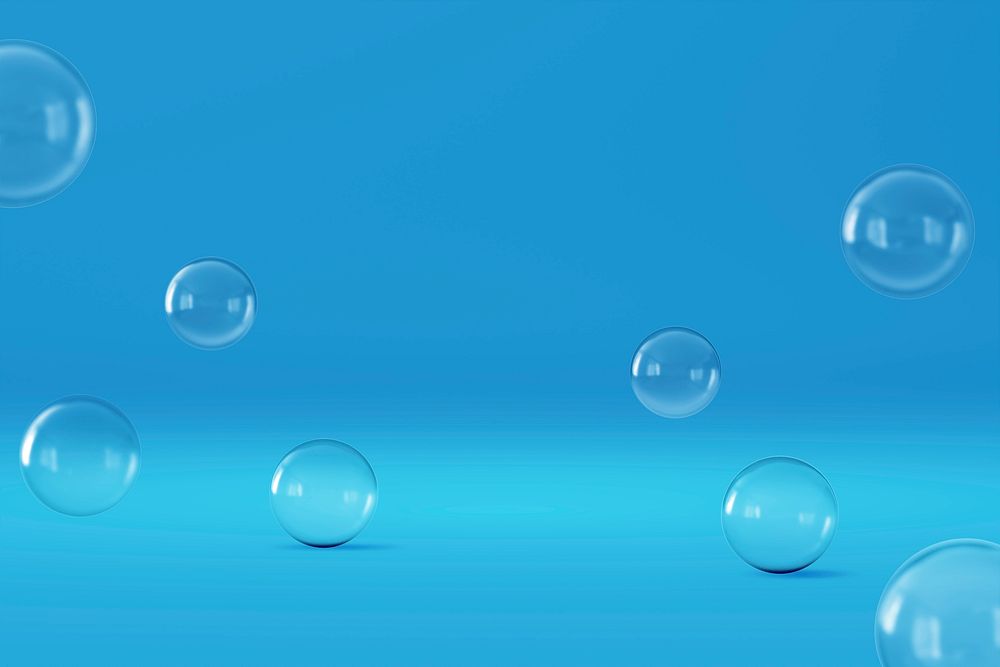 Blue bubbles product background mockup, 3D design psd