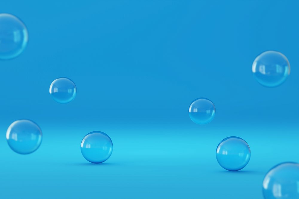 3D blue bubbles product background