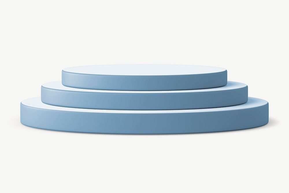 Round blue podium, 3D cylinder shape product stand psd