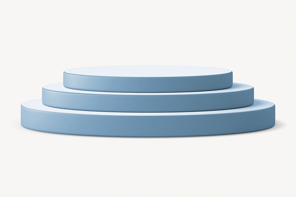 Round blue podium, 3D cylinder shape product stand 