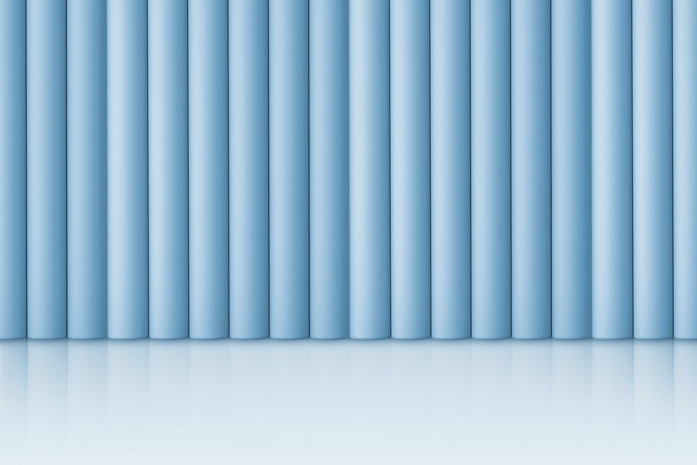 Blue curtains wall product background mockup, 3D design psd