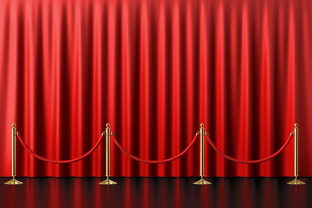Red curtains product background mockup psd