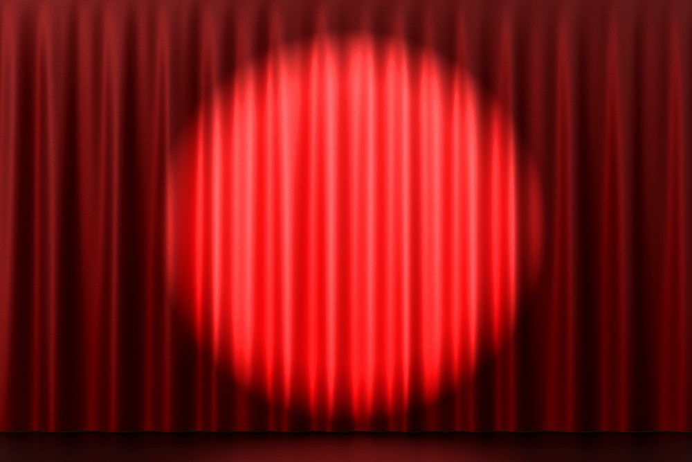 Red curtain product background with spotlight  psd