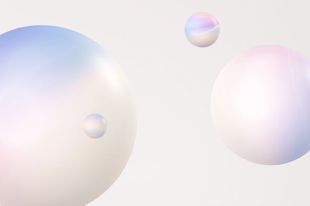 3D holographic bubbles background, pastel gradient design