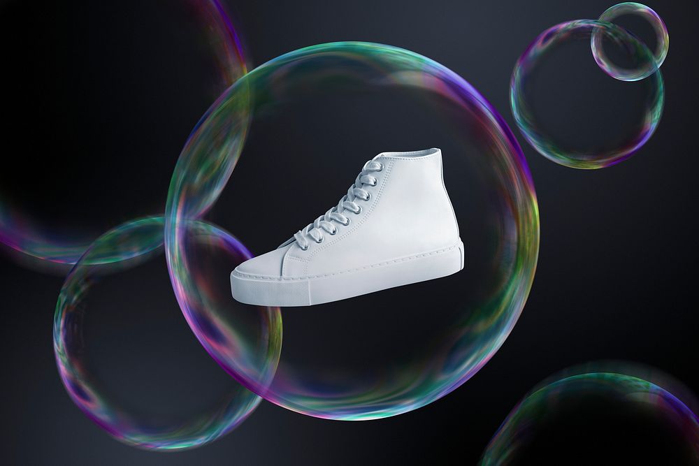 White ankle sneakers mockup psd