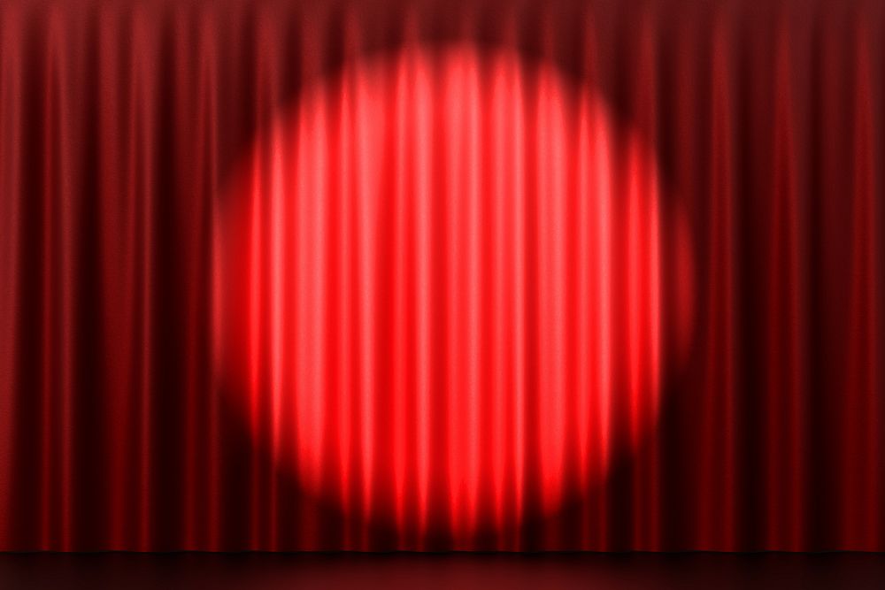 Red curtain product background with spotlight 