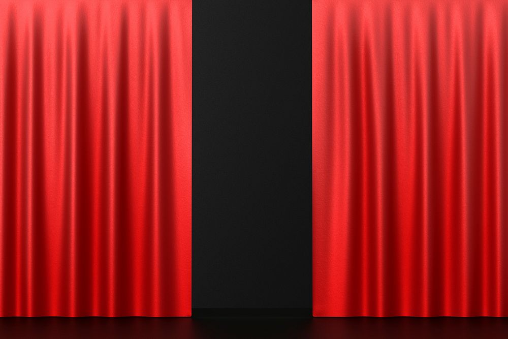 Red opening curtain product background psd